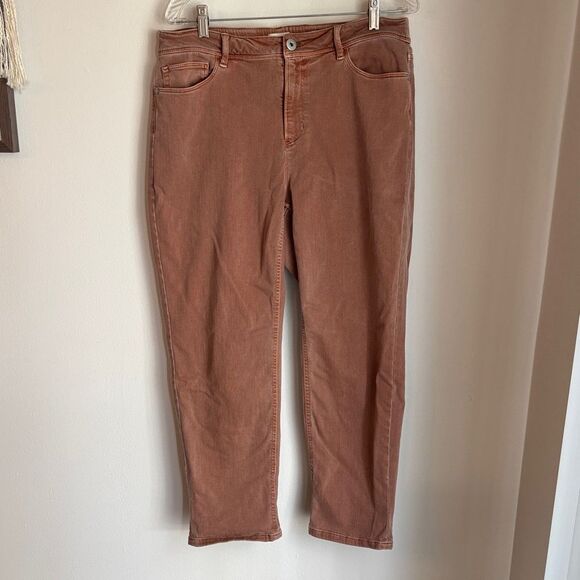 J. Jill Pants - J. Jill high rise cropped Rust Orange straight leg women’s stretch Jeans 16 GUC